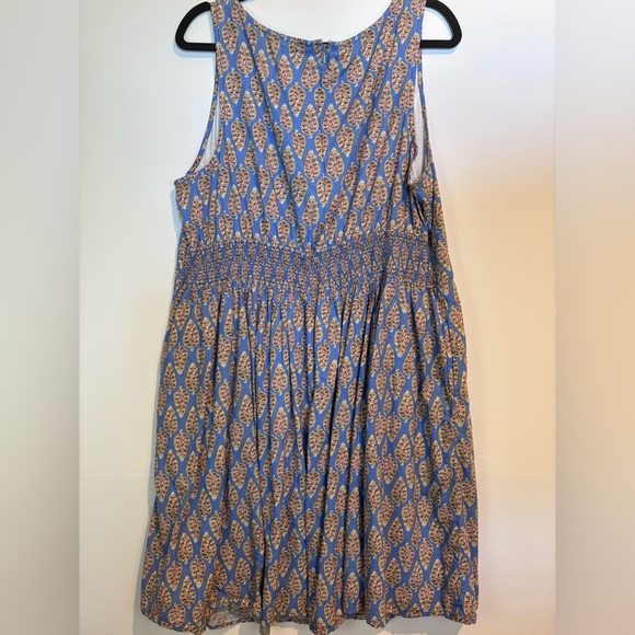 eShakti Plus Size 22W Sleeveless Fit & Flare Dress Blue Print 100% Cotton - Picture 10 of 14